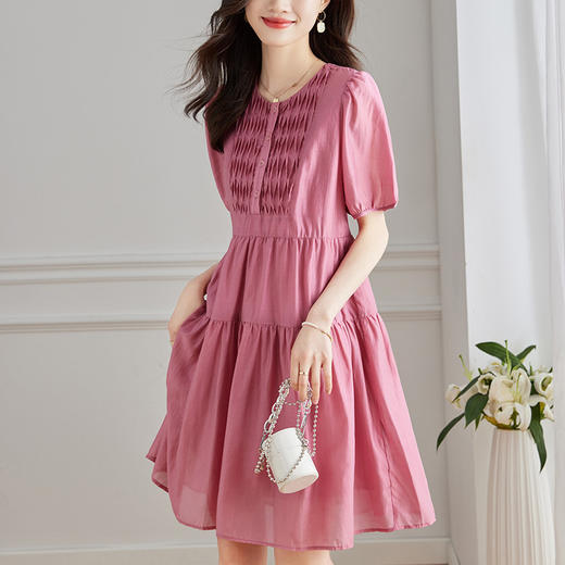 百媚生 天丝连衣裙女中长款裙子夏季新款收腰修身A字裙35002 商品图0