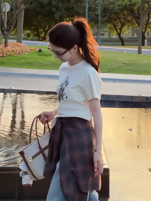 COCO ZONE 刘一一  “黑凤梨”棉麻混纺圆领短袖短袖CD1A1001 商品图0