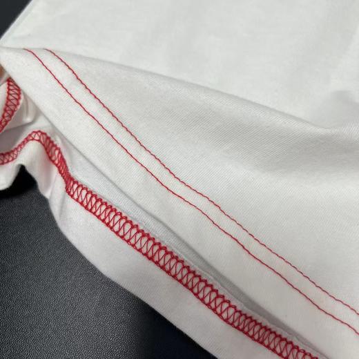 【选2件15元-NO退】120经典泰迪全棉红色明线白短袖-微脏-喜出 商品图2