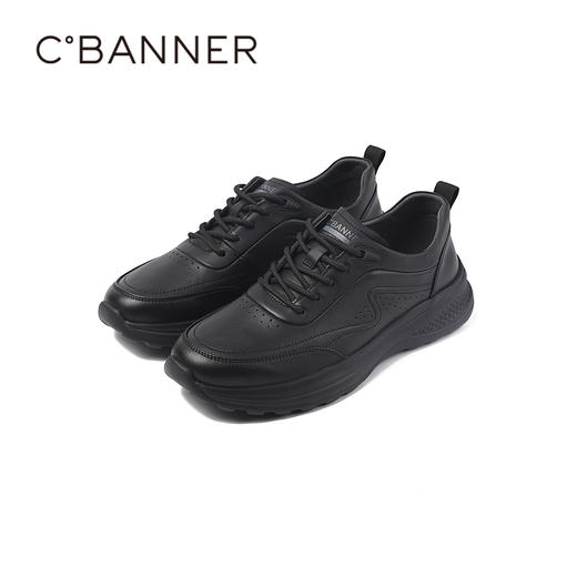 千百度秋季商务休闲鞋牛皮革脚垫通勤会议通用男鞋A25418105 商品图4