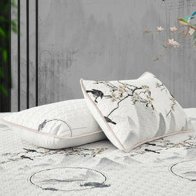 【梦洁喜上梅梢 乳胶绗绣对枕】】48*74cm*2个 云柔柔软 吸湿透气 不易起球