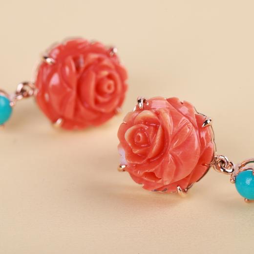 【玫瑰之约】珊瑚珍珠耳坠   SH12505027 商品图3
