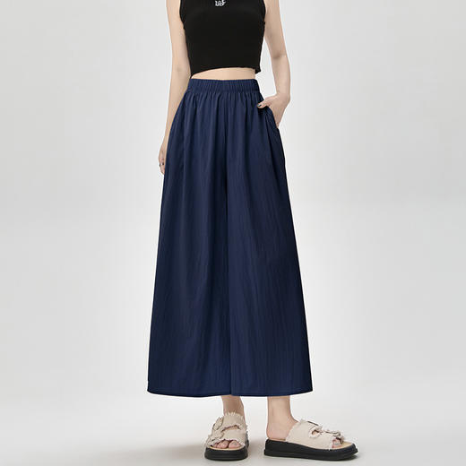 丁摩 纯色阔腿裤女垂感新款夏季薄款小个子裤裙高级感山本休闲裤5ZF-2517 商品图7