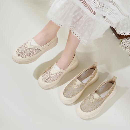 ZHR渔夫鞋子女款2025夏新品透气蕾丝网面一脚蹬单鞋休闲M651 商品图3