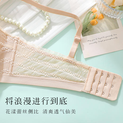 【抹胸防走光】夏季时尚蕾丝半球杯小胸聚拢内衣女舒适无钢圈文胸樱雨长歌 商品图4