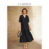 C+IMPRESS/西嘉亚麻精梳棉 法式度假松弛感v领短袖连衣裙女夏白色 商品缩略图0