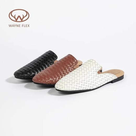 韦恩WAYNE FLEX包头编织半拖鞋平底穆勒鞋一脚蹬时尚半凉拖女WF5082 商品图4