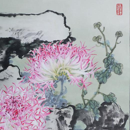 叶泉《菊花》国画原作48CM*48CM 手绘宣纸花卉作品 商品图3