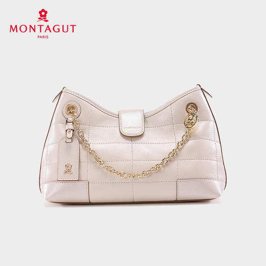 梦特娇女士时尚链条包潮流菱格斜挎包真皮单肩包 商品图0