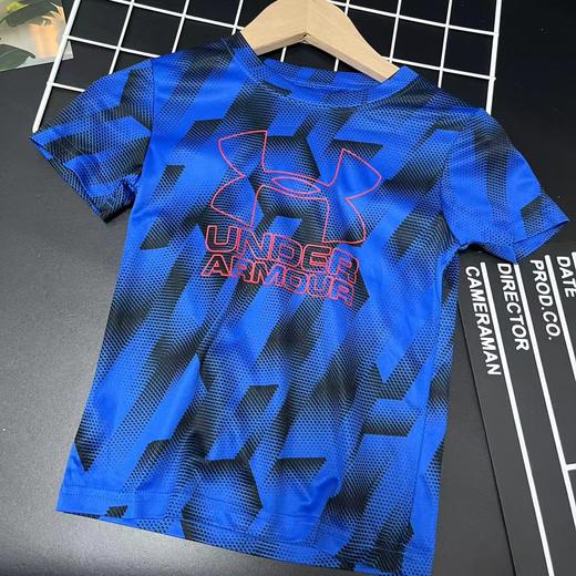 【选2件15元-NO退】3T 大品牌蓝色几何短袖-微脏-喜出 商品图0