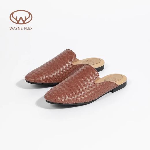 韦恩WAYNE FLEX包头编织半拖鞋平底穆勒鞋一脚蹬时尚半凉拖女WF5082 商品图3