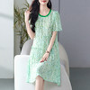 丁摩 夏日新款小个子真丝绿色碎花宽松A版显瘦桑蚕丝连衣裙女夏5ZF-69499 商品缩略图0