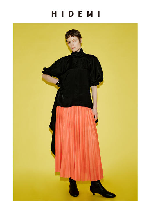 HIDEMI 极简灵动飘逸百褶短裙可再生纤维松紧腰设计感半身裙 商品图8