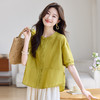 丁摩 休闲短袖衬衫女夏季新款时尚减龄宽松休闲圆领上衣5ZF-8018 商品缩略图1