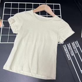 【选2件15元-NO退】110浅卡其纯棉短袖-微脏-喜出