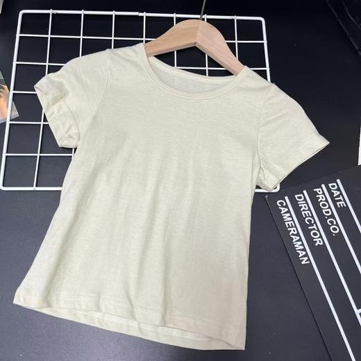 【选2件15元-NO退】110浅卡其纯棉短袖-微脏-喜出 商品图0