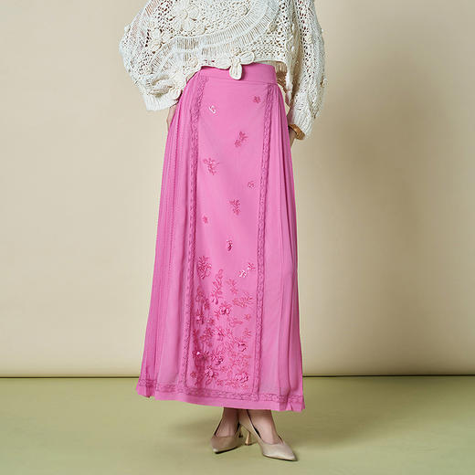 【林栖设计小店】（现货）【手工钉花】天香花信马面裙新中式2025秋季新款半身裙女1953013 商品图0