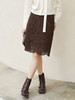 2025 秋冬新款复古棕色蕾丝半身裙 蝴蝶花纹高腰显瘦包臀裙 优雅气质中长款镂空一步裙 商品缩略图0