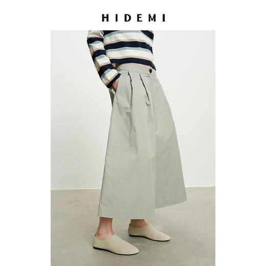 HIDEMI 高密自然棉阔腿裤 黑色/海鸥灰绿 商品图2
