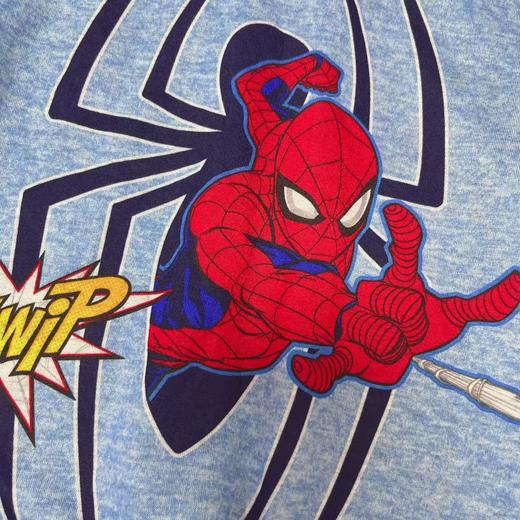 【选2件15元-NO退】3T蜘蛛侠浅蓝拼深蓝T恤-微脏-喜出 商品图1