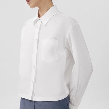 朗姿纯棉白衬衫长袖短款通勤LAEK04WBL144W11 商品图0