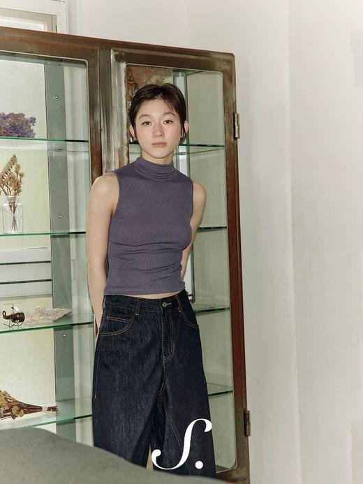 shyshystill/shy202401032/天丝美丽奴羊毛中高领弹力修身凉感无袖上衣 商品图2