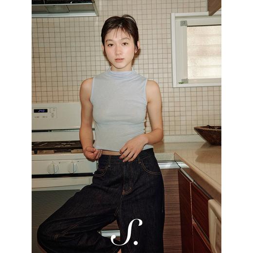 shyshystill/shy202401032/天丝美丽奴羊毛中高领弹力修身凉感无袖上衣 商品图1