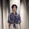 NC定制印花短款绑带五分袖衬衫（紫）A 夏季 152170030321 商品缩略图0