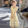 【专属特价】熙世界度假风黄色碎花连衣裙女夏天新款法式独特漂亮收腰掐腰裙子 商品缩略图2