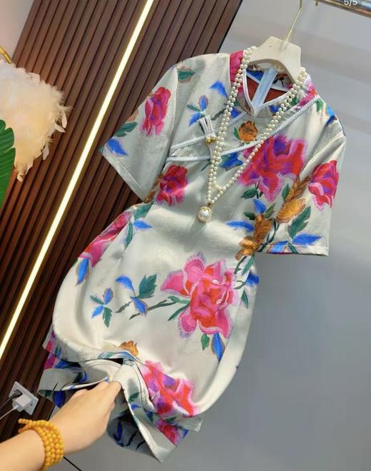 丁摩 夏季新中式女装国风改良旗袍裙子上衣短裤高端两件套装5ZF-047 商品图6