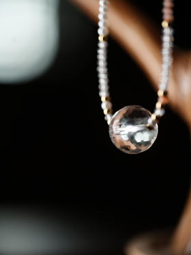 积分兑换：白水晶钻石切面圆珠锁骨链吊坠 1.6cm【器悟雅玩】微瑕