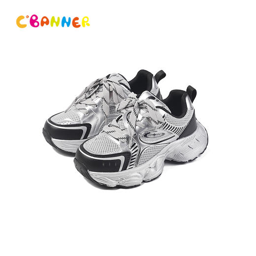 千百度秋季潮酷机能感金属流光拼接鞋面运动鞋童鞋A25425606 商品图4