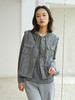 【夹棉】复古小香风粗花呢无袖马甲 秋冬流苏边金属扣装饰短款背心外套 商品缩略图0