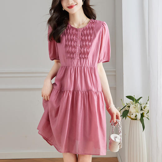 百媚生 天丝连衣裙女中长款裙子夏季新款收腰修身A字裙35002 商品图1