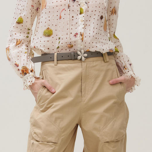 谜底花型扣头腰带女士2025秋季新品复古百搭牛皮革皮带253MQ1405 商品图1