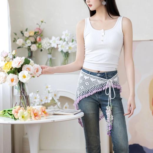 苏苏姐家薇蔓蕾丝腰帘头巾套装手工diy亚麻蕾丝钩针毛线材料包 商品图2