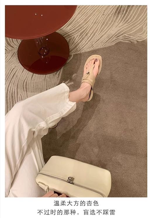 LP同款牛皮版法式气质人字夹拖流苏低跟凉拖鞋 商品图14