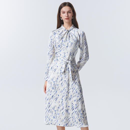 【正式感通勤连衣裙】EITIE爱特爱气质立领蓝色印花2025秋季新款C2507822 商品图2