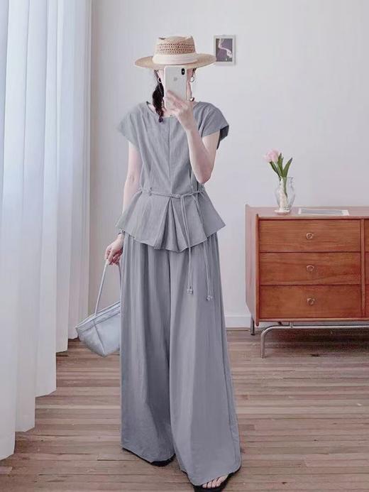 套装【韩系2025】2535棉麻飞飞袖上衣➕阔腿裤两件套-喜出 商品图7