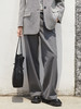 深灰撞白腰头阔腿裤 垂感宽松九分裤 简约通勤风质感休闲西装裤 商品缩略图0