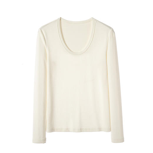 EKOOL衣库 莫代尔U领长袖T恤女春季新款轻薄透气百搭修身显瘦上衣 商品图3