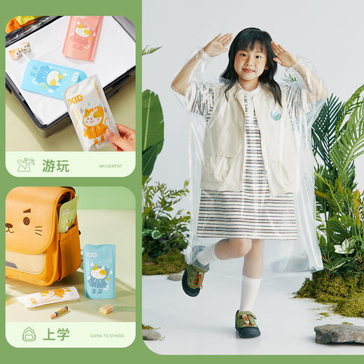 【儿童一次性雨衣，陪伴成长！】一次性雨衣长款 全身加厚便携式 男童女童成人压缩卡片防雨-QQ 商品图3