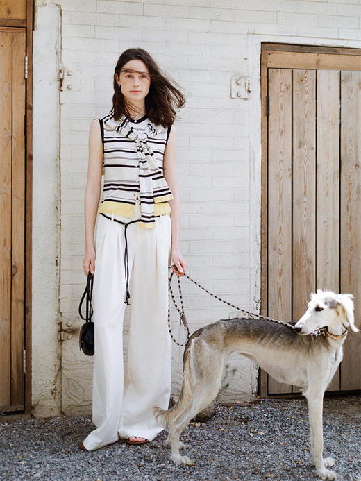 Even Vintage | 亚麻混纺 经典时尚撞色条纹设计无袖披肩背心夏新 商品图2