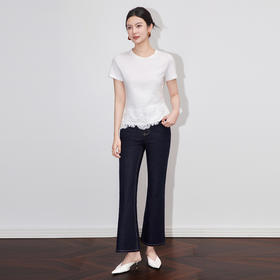 「高货wl」全新升级【铂金会员146/天猫199/差价53】(40651)洛诗琳不规则蕾丝拼接T恤2025夏季新款纯棉正肩短袖上衣女