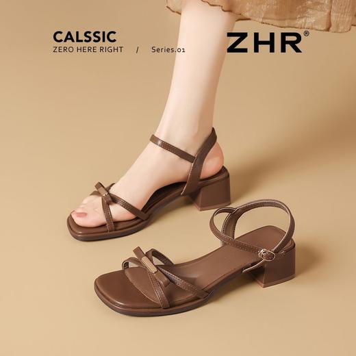 ZHR则则方头金属扣凉鞋2025新款仙女粗跟一字扣凉鞋气质百搭女鞋 商品图9