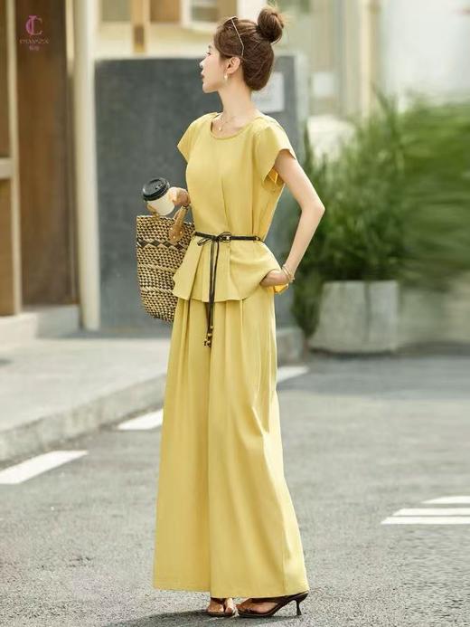 套装【韩系2025】2535棉麻飞飞袖上衣➕阔腿裤两件套-喜出 商品图5