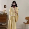 套装【韩系2025】黄色拼木耳边蕾丝上衣➕半身裙两件套-喜出 商品缩略图1