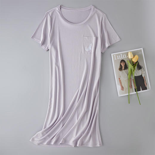 丁摩 100%桑蚕丝睡衣短袖长裤睡裤女薄款圆领家居服DD-076 商品图5