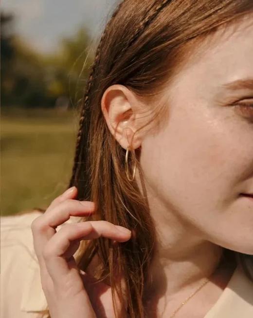 法国单经典素圈Hoop耳环耳圈刘亦菲刘雯同款银镀24K真金素圈界天花板 商品图3