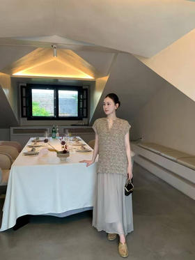 设计师款假两件轻奢流光针织裙